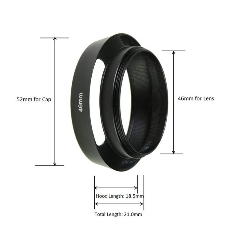 SIOTI 46mm Lens Hood, Oxidation Matte Anti Reflective Treatment, Aluminum Alloy, with 1 * 52mm Lens Cap, Compatible with Sony/Canon/Nikon/Fuji etc >40mm Camera Lens - Image 3
